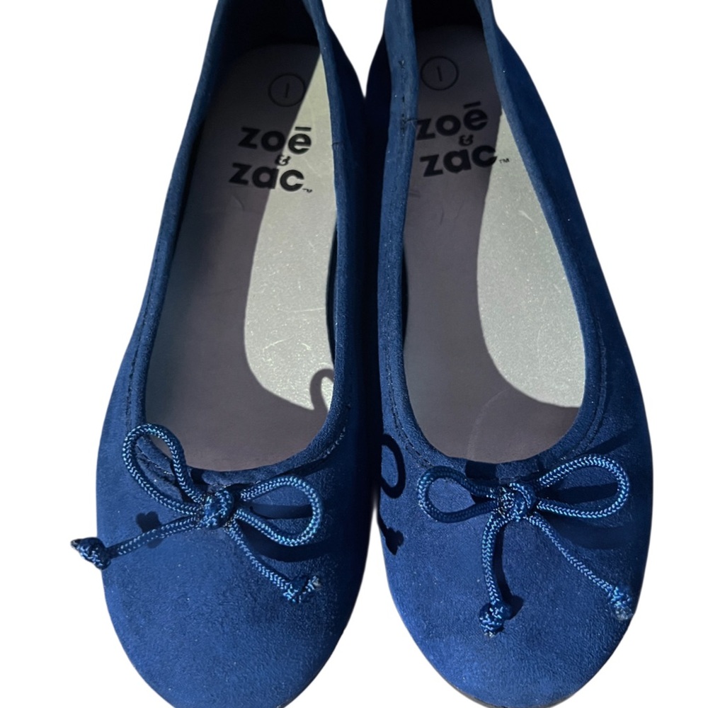 Zoe & Zac Youth Navy Faux Suede Ballet Flats Sz 1